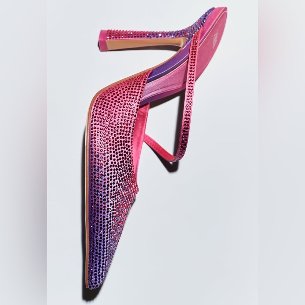 Zara Rhinestone Heeled Mules - Picture 5 of 12